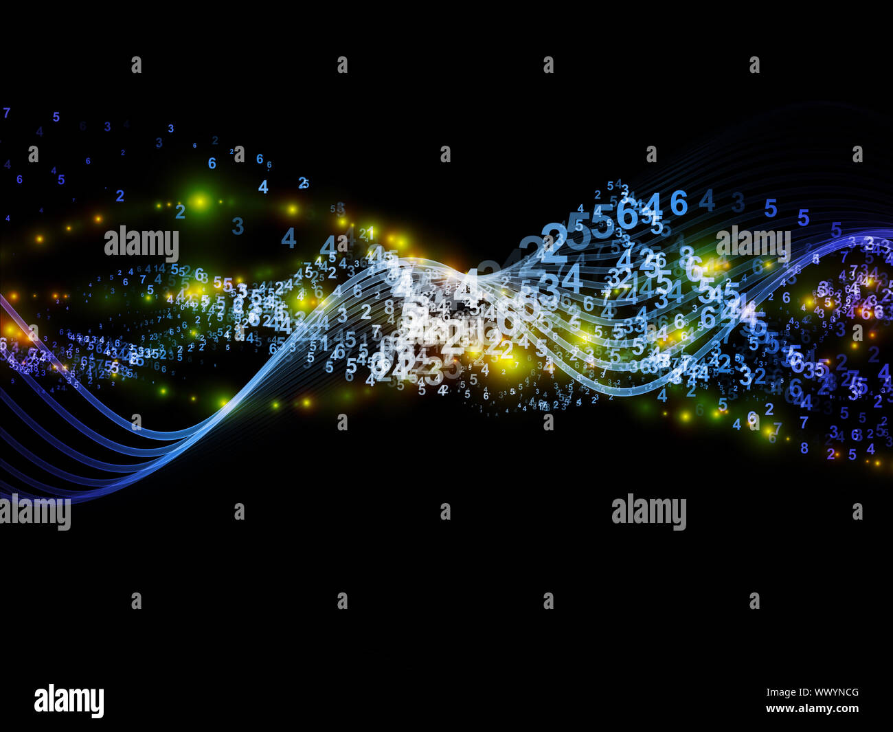 Background composition of abstract sine waves, numbers and design ...