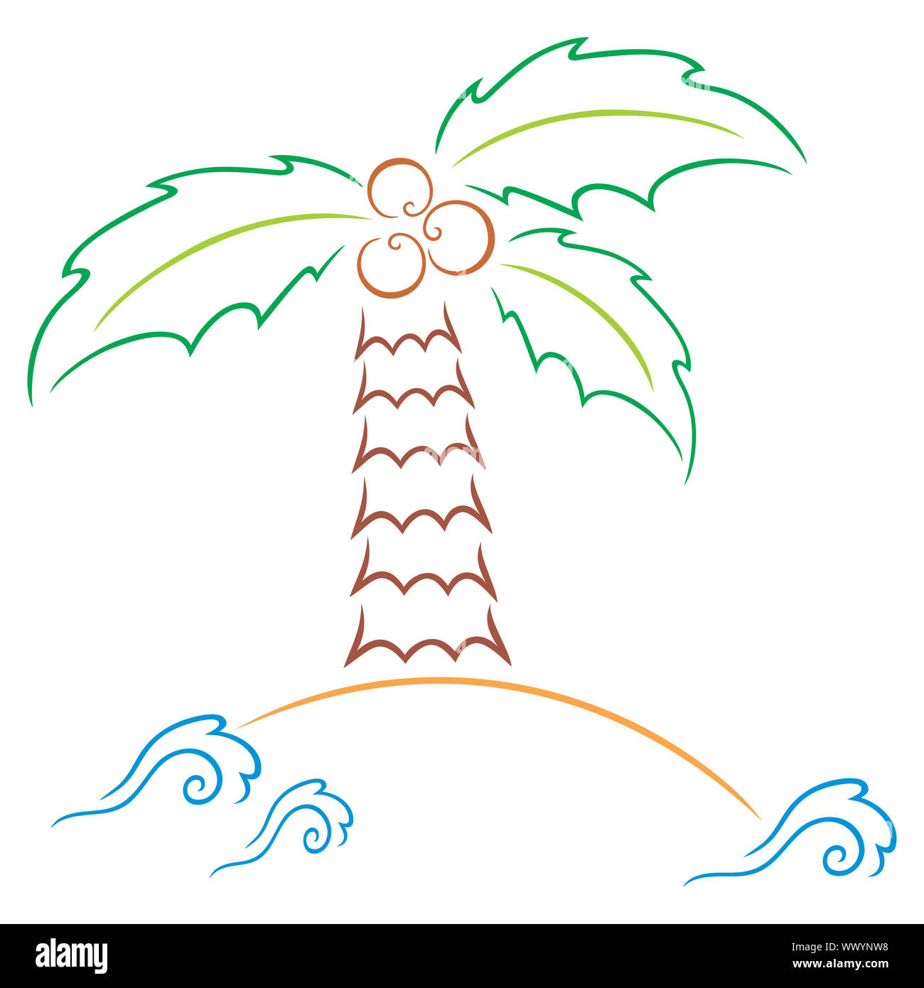 Palm at island Stock Photo