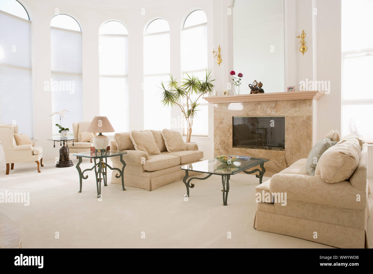Empty living room in luxurious home Stock Photo - Alamy