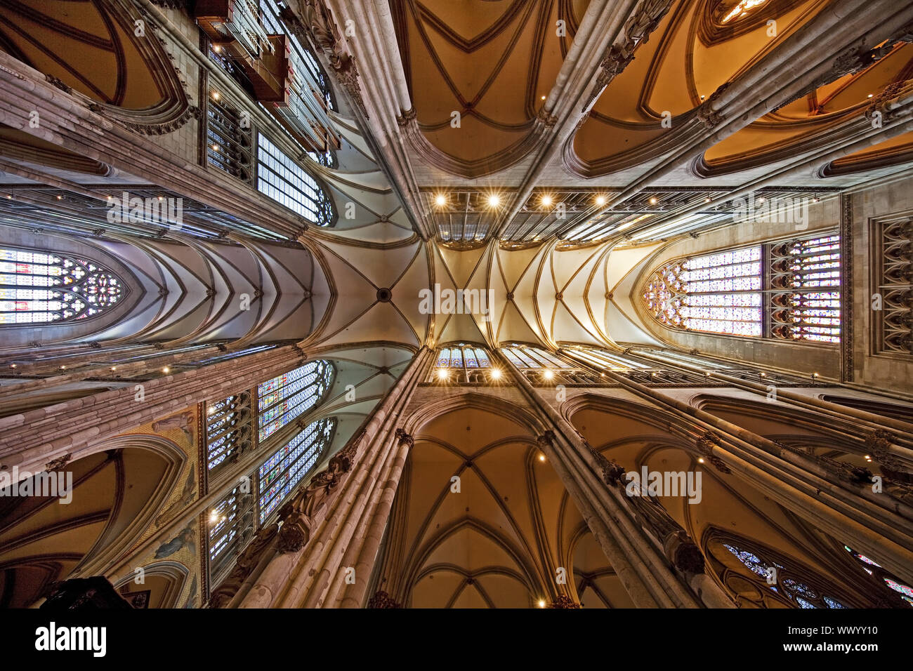 Arched ceiling, longhouse, Cologne Cathedral, interior view, Cologne, Germany, Europe Stock Photo