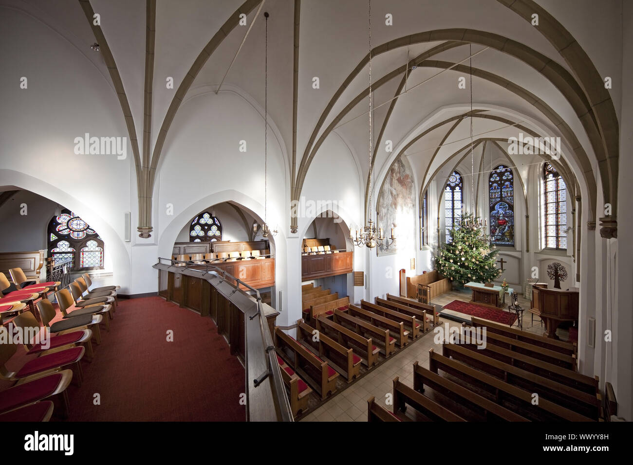 Protestant church, inside view, Hamminkeln, Lower Rhine, North Rhine-Westphalia, Germany, Europe Stock Photo