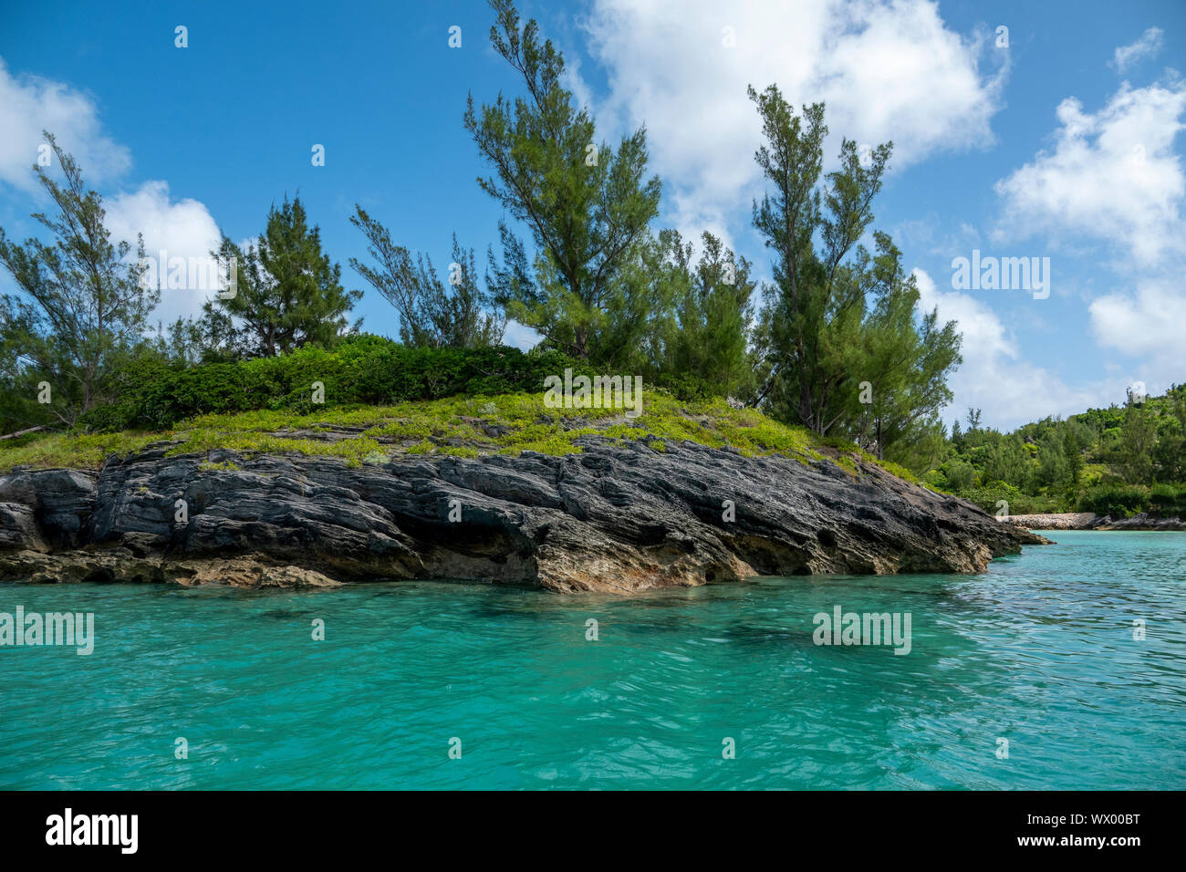 Coastal rock formations on the island of Bermuda Stock Photo