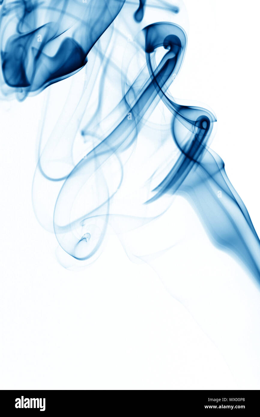 blue smoke on white background close up Stock Photo - Alamy
