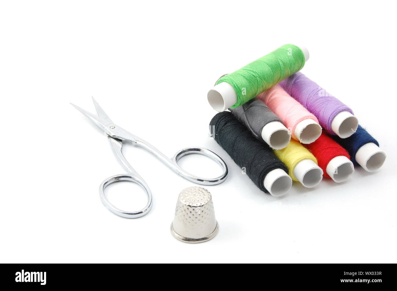 sewing kit isolated on a white background Stock Photo - Alamy