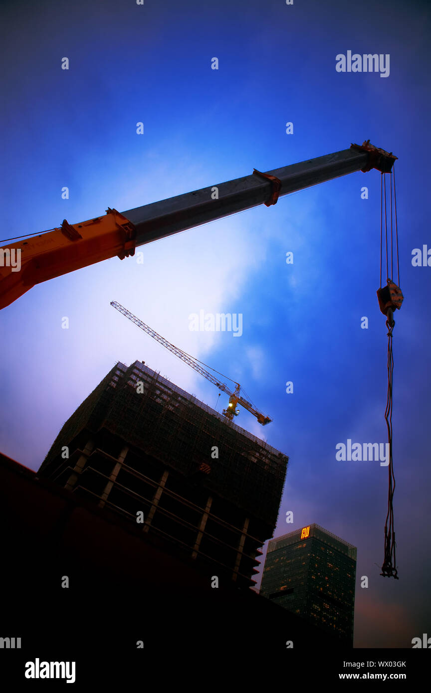 Crane construction build building lifting lift heavy work red