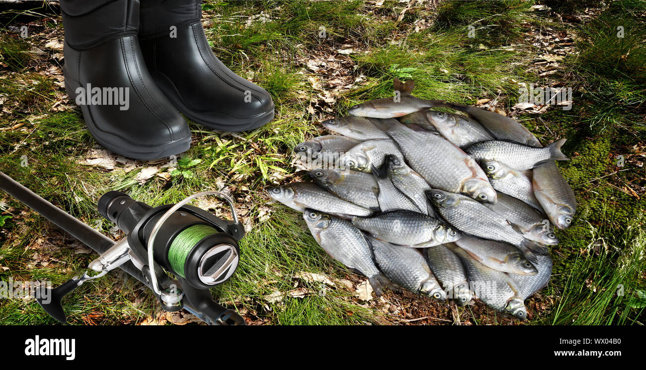 Fisherman rubber waterproof boots for fishing Stock Photo - Alamy