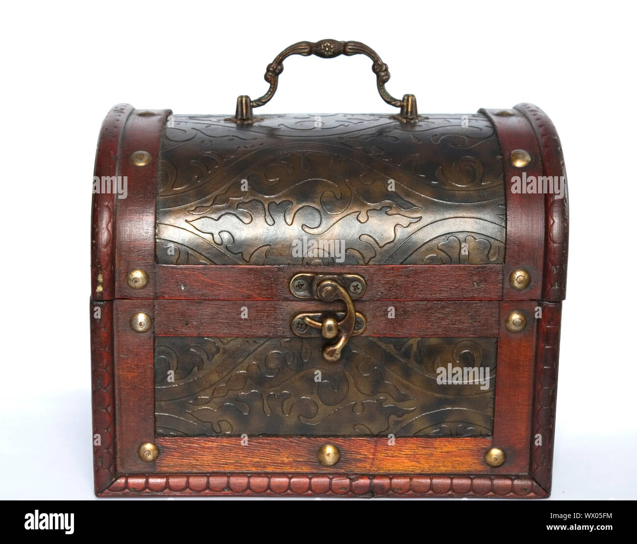 Isolated antique wooden chest on white background Stock Photo - Alamy
