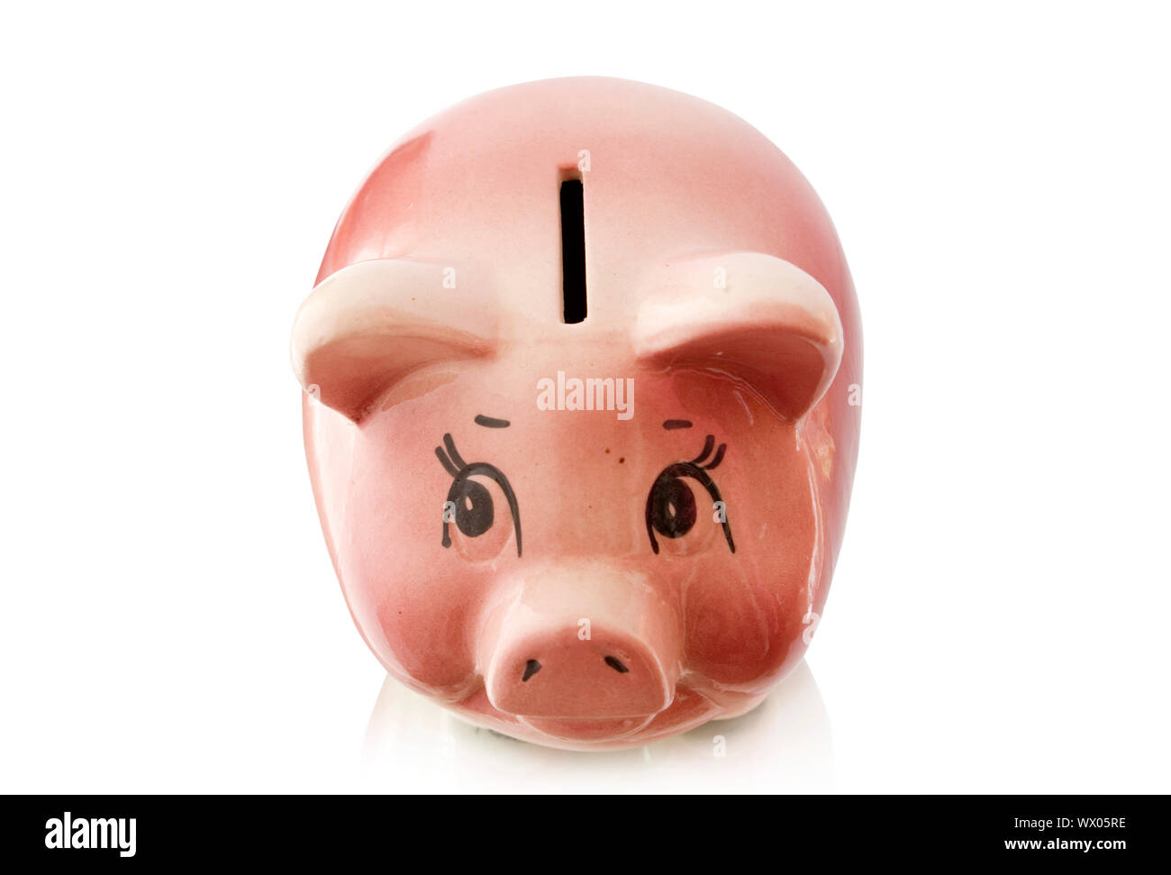 Pink piggy bank isolated on white background Stock Photo - Alamy