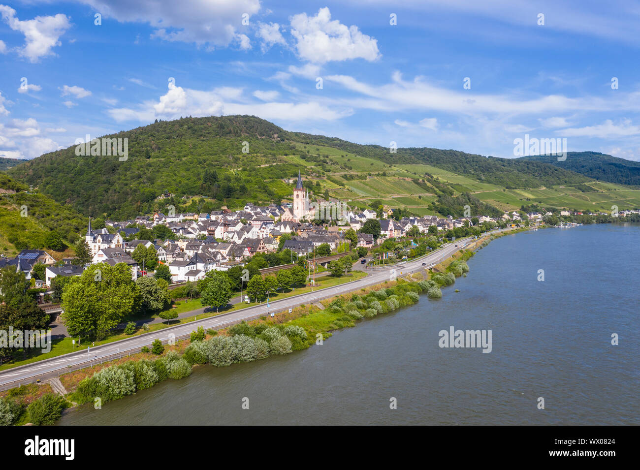 The Rhine River at Lorch, UNESCO World Heritage Site, Middle Rhine valley, Hesse, Germany, Europe Stock Photo