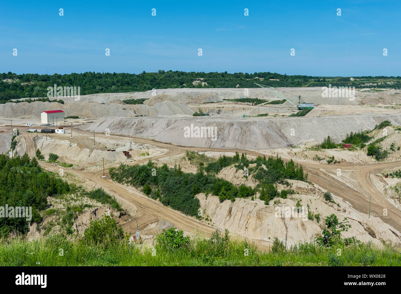 Open pit at the Primorskoye amber mine, Yantarny, Kaliningrad, Russia, Europe Stock Photo