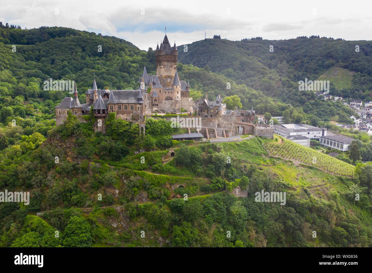 Imperial castle of Cochem on the Moselle, Moselle valley, Rhineland-Palatinate, Germany, Europe Stock Photo