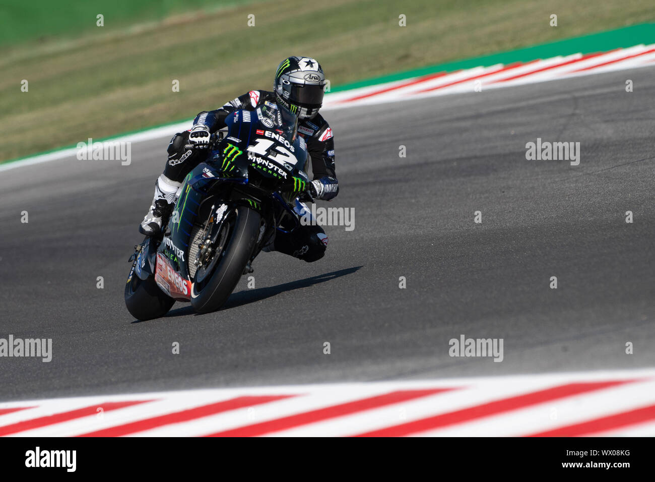 MAVERICK VINALES, SPANISH RIDER NUMBER 12 FOR YAMAHA MONSTER TEAM IN MOTOGP  during Friday Free Practice (fp1-fp2) Of The Motogp Of San Marino And Riv Stock Photo