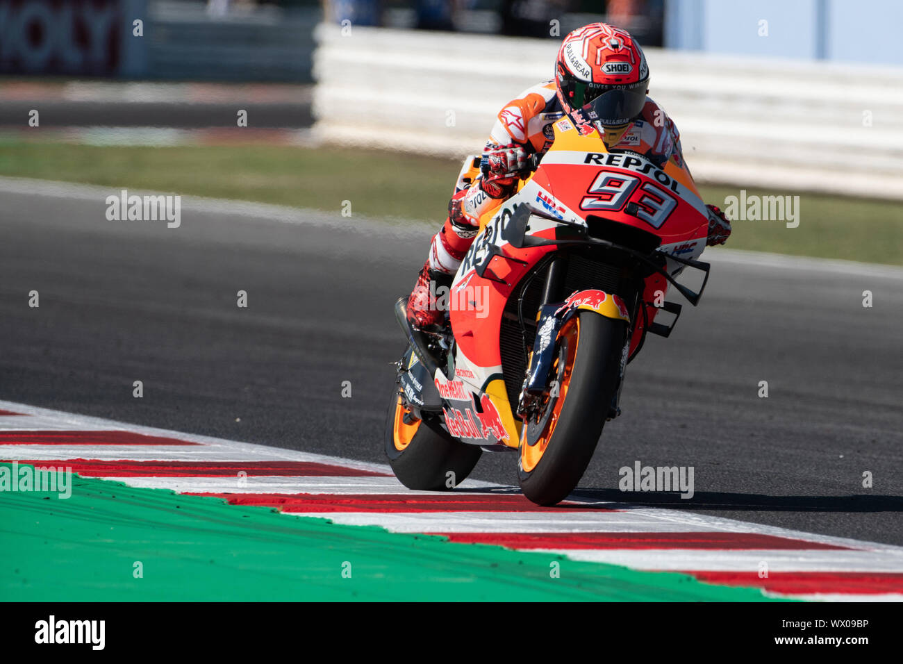 MARC MARQUEZ, SPANISH RIDER AND MOTOGP WORLD CHAMPION WITH NUMBER 93 FOR REPSOL HONDA TEAM  during Friday Free Practice (fp1-fp2) Of The Motogp Of San Stock Photo