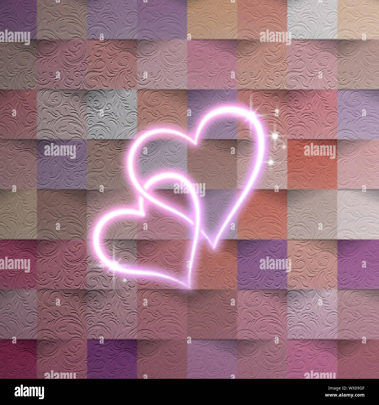 Neon Love Shapes On Colorful Abstract Background, Best use as valentine  card design or any kind of romantic Wallpaper Stock Photo - Alamy