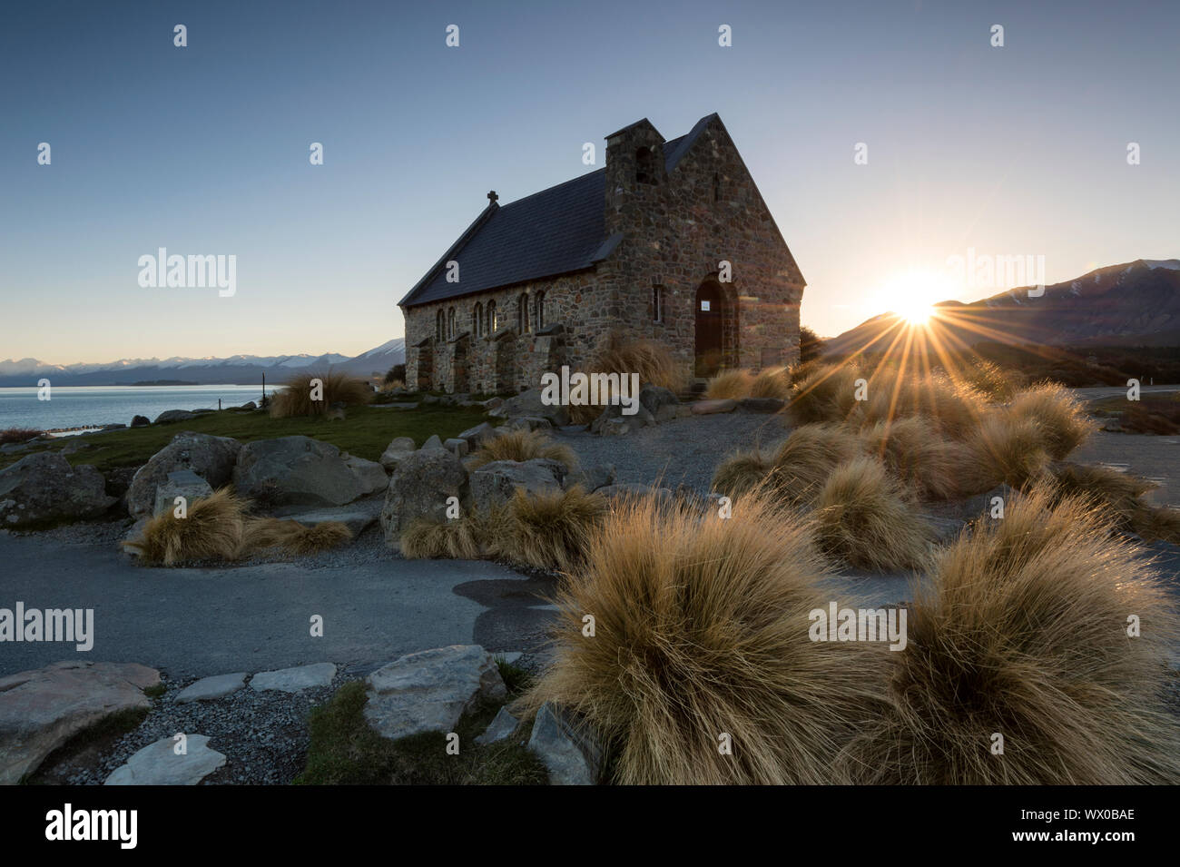 Church of the Good Shepherd, Lake Tekapo, Canterbury Region, South Island, New Zealand, Pacific Stock Photo