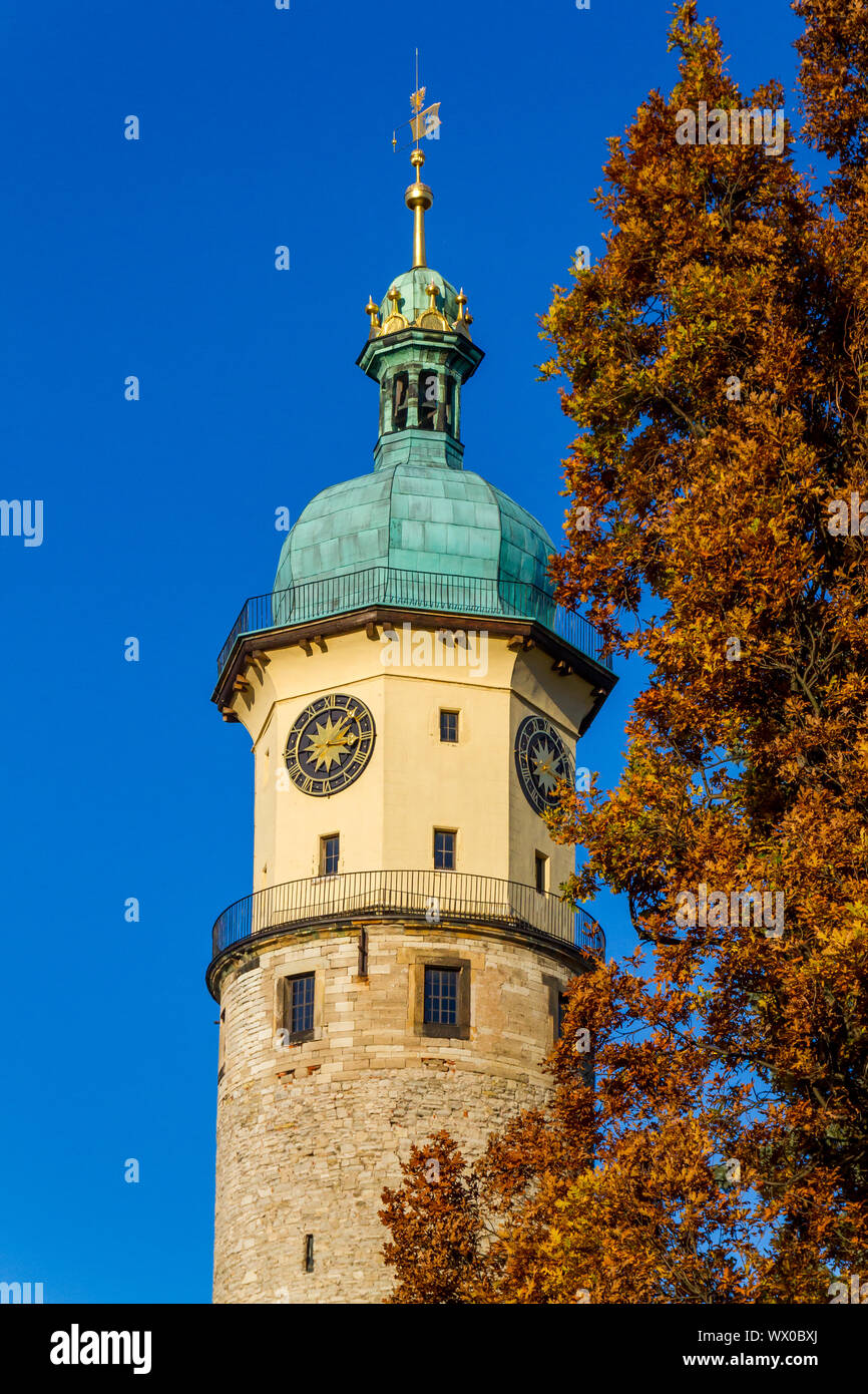 Arnstadt im Ilm district tower with copper roof Stock Photo