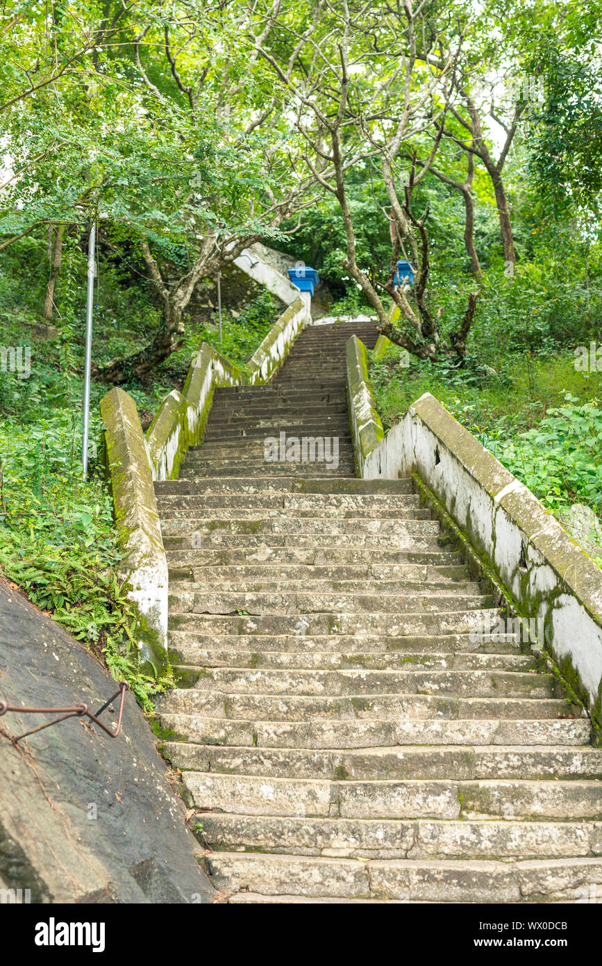 Stairway at the Mulkirigala Raja Maha Vihara, an ancient Buddhist