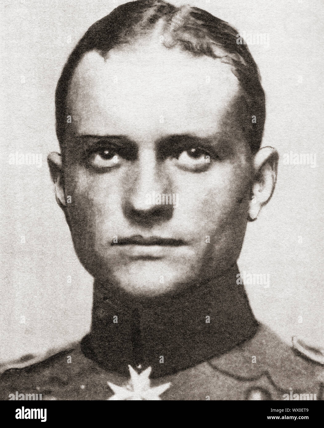 Manfred Albrecht Freiherr von Richthofen, 1892 –1918, aka the 'Red Baron'.  Fighter pilot with the German Air Force during World War I.  From The Pageant of the Century, published 1934. Stock Photo