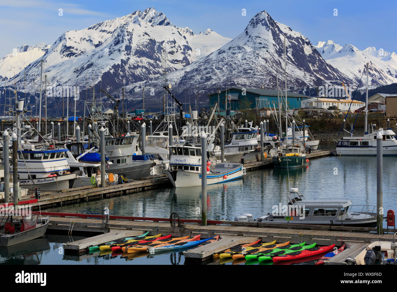 Small Boat Harbor, Valdez, Prince William Sound, Alaska, United States of America, North America Stock Photo