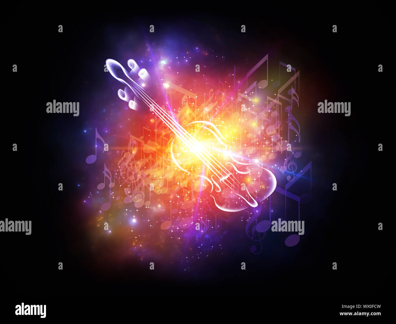 Backdrop design of violin graphic, musical notes and design elements to ...