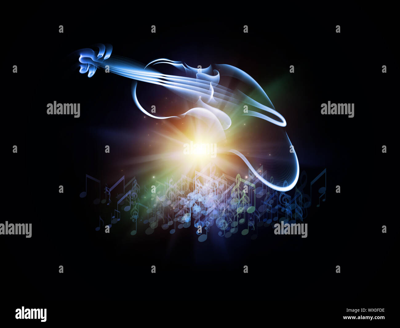 Abstract design made of violin graphic, musical notes and design ...