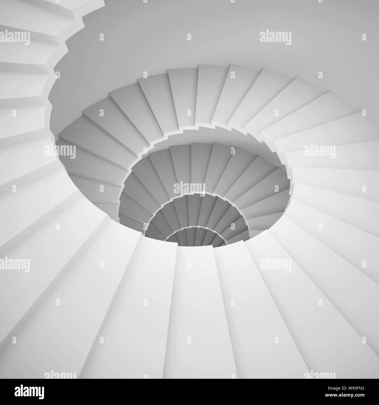 3d Illustration of White Spiral Staircase Background Stock Photo Alamy