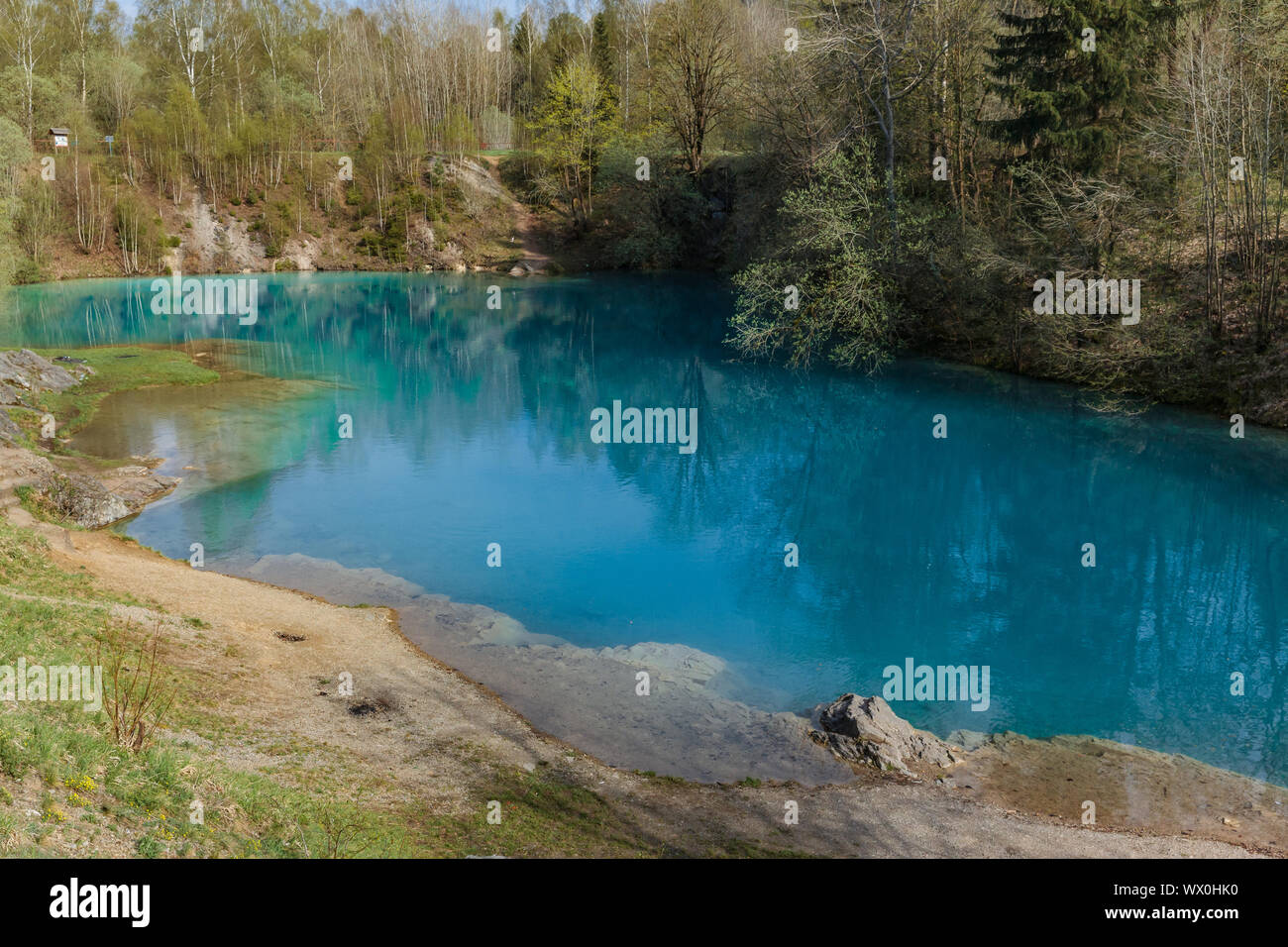 blue lake near Rübeland in the Harz Mountains Stock Photo