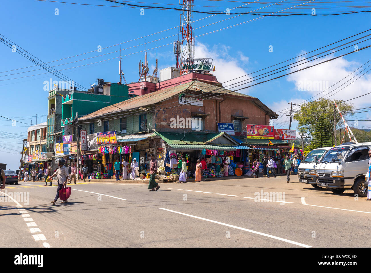 The main shopping district of Haputale in the highlands of Sri Lanka Stock Photo