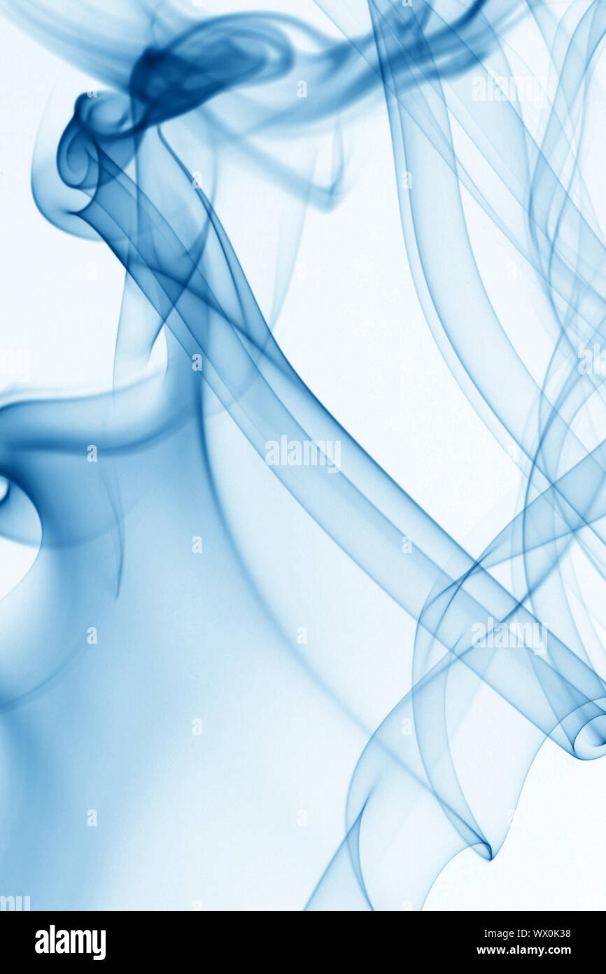 blue smoke on white background Stock Photo - Alamy