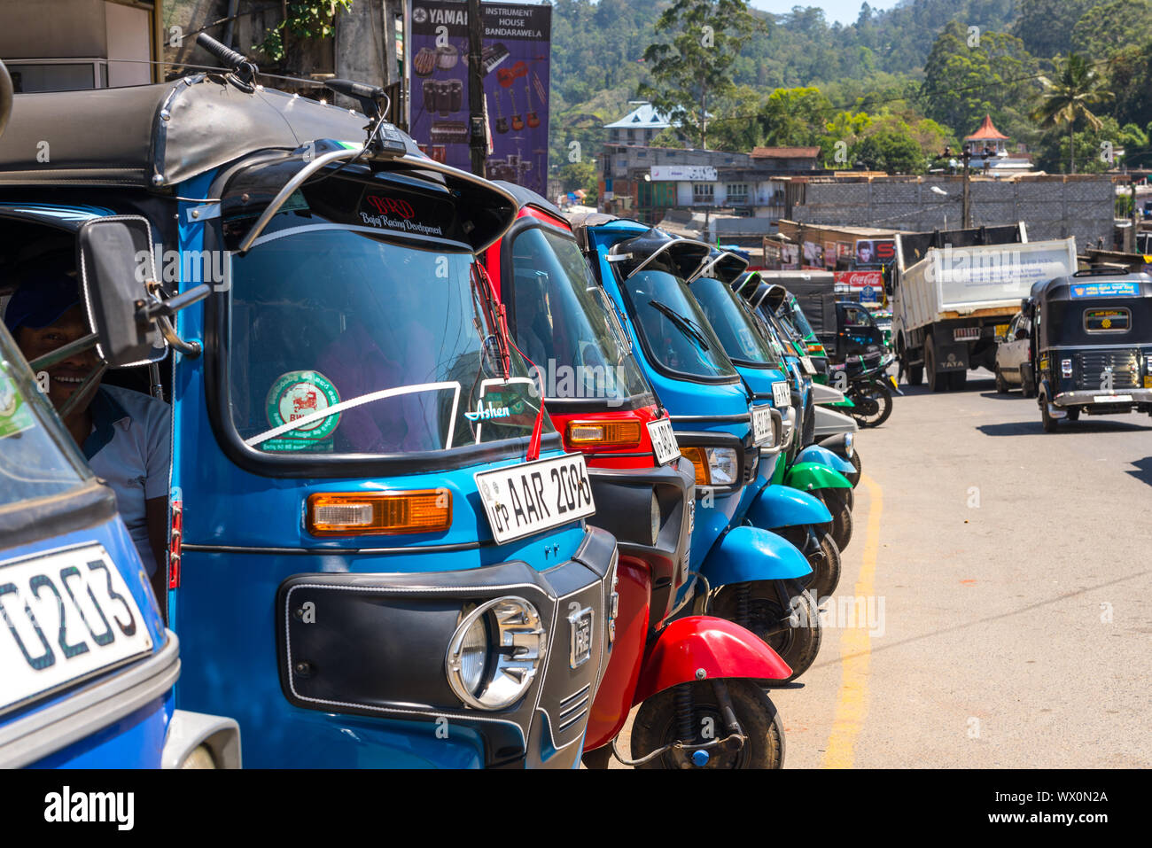 Main street in Bandarawela in the hill country of Sri Lanka Stock Photo