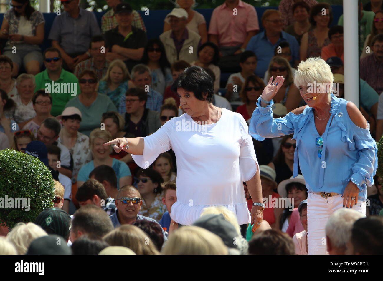 Singer at German Schlager Music Show Immer wieder Sonntags, 2015 Stock Photo