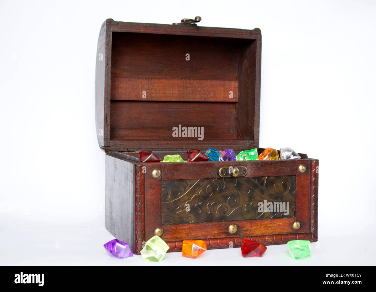 Isolated antique wooden chest on white background Stock Photo - Alamy