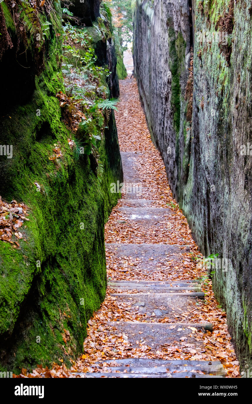 Zittau Mountains Monastery Oybin Knight's Gorge Stock Photo