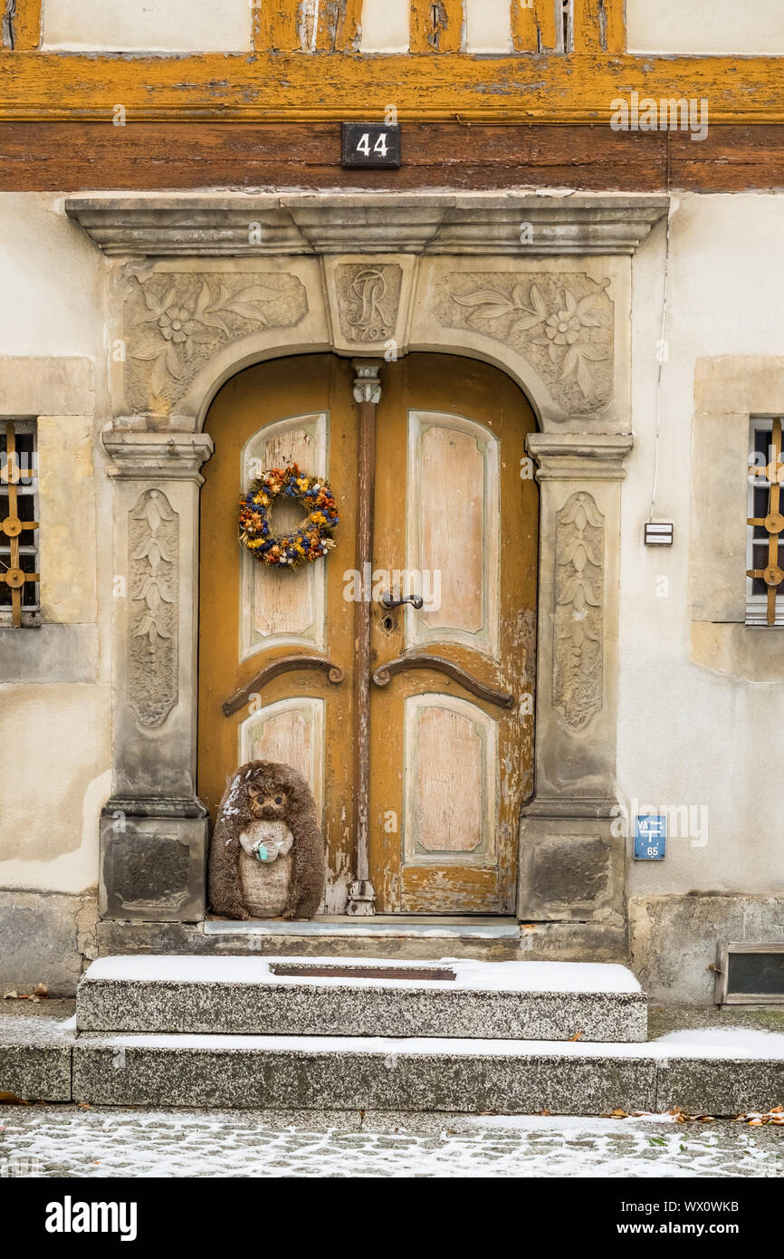 historical Upper Lusatian half-timbered houses in Waltersdorf Zittauer Gebirge Stock Photo