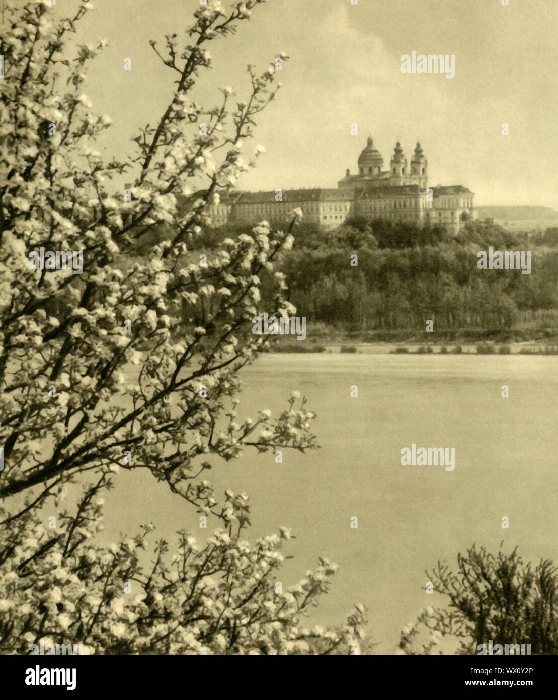 Melk Abbey, Lower Austria, c1935. Benedictine abbey above the town of Melk, overlooking the River Danube. From &quot;&#xd6;sterreich - Land Und Volk&quot;, (Austria, Land and People). [R. Lechner (Wilhelm M&#xfc;ller), Vienna, c1935] Stock Photo