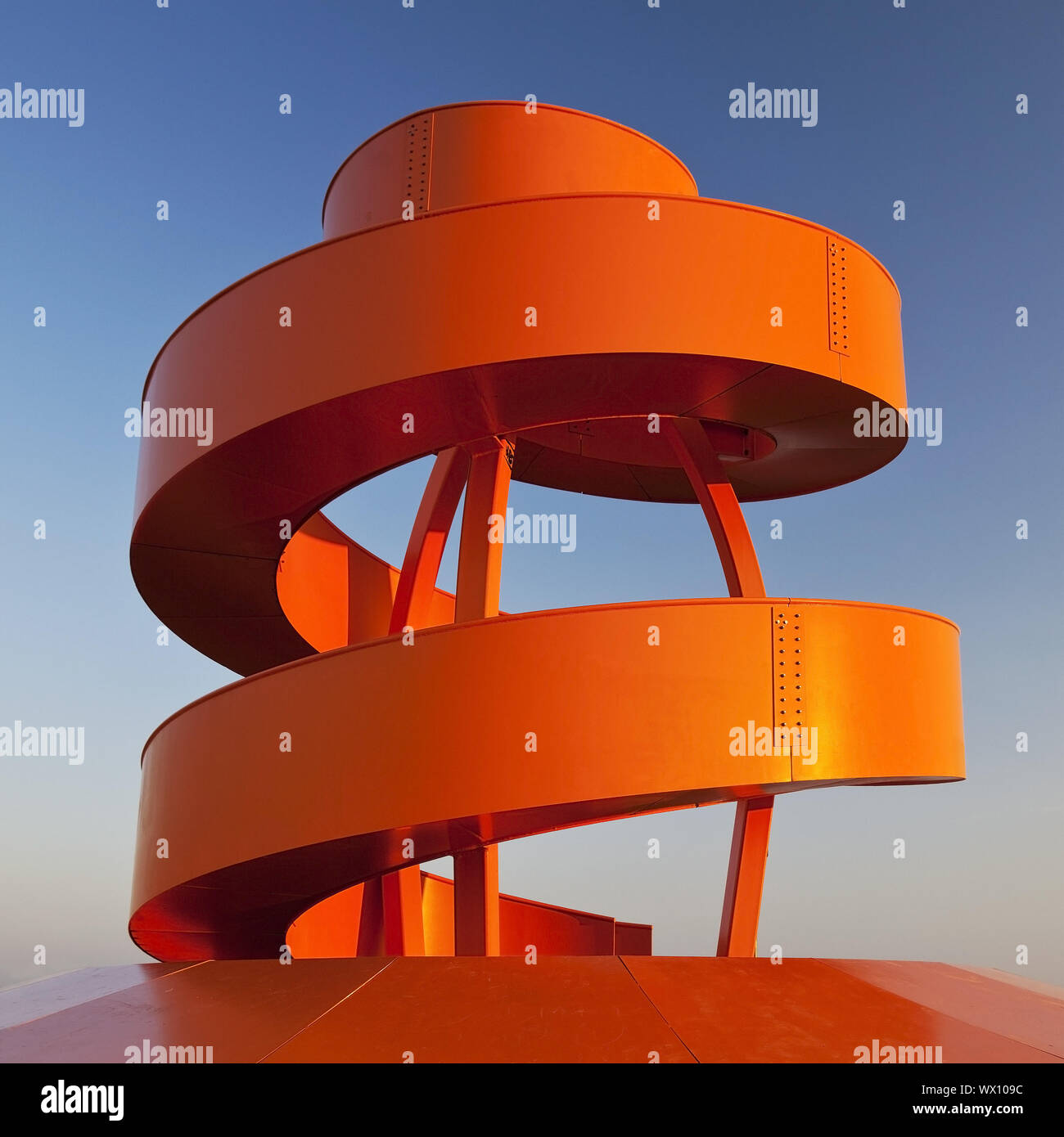 artwork stair to nothing in the Lippepark, Hamm, Ruhr Area, North Rhine-Westphalia, Germany, Europe Stock Photo