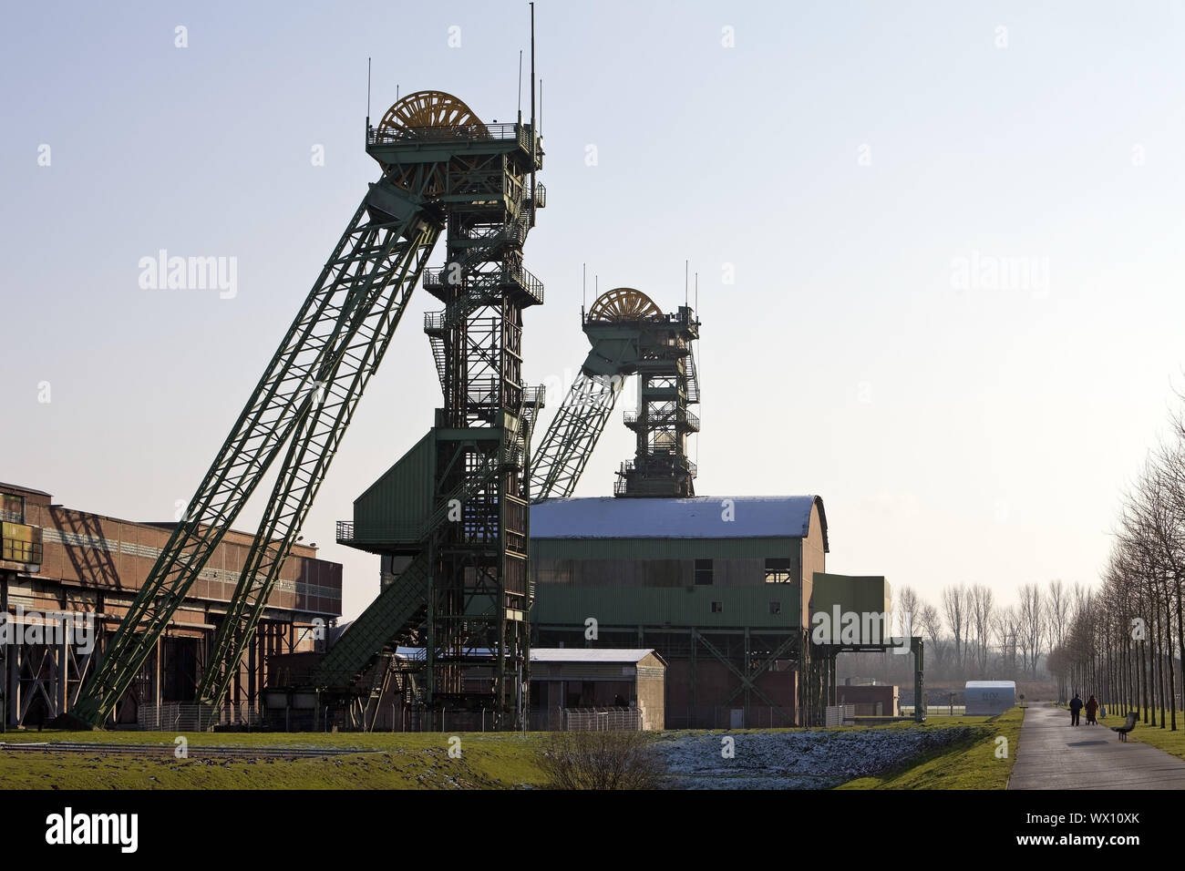 shaft tower of the disused coal mine Westfalen, Ahlen, North Rhine-Westphalia, Germany, Europe Stock Photo