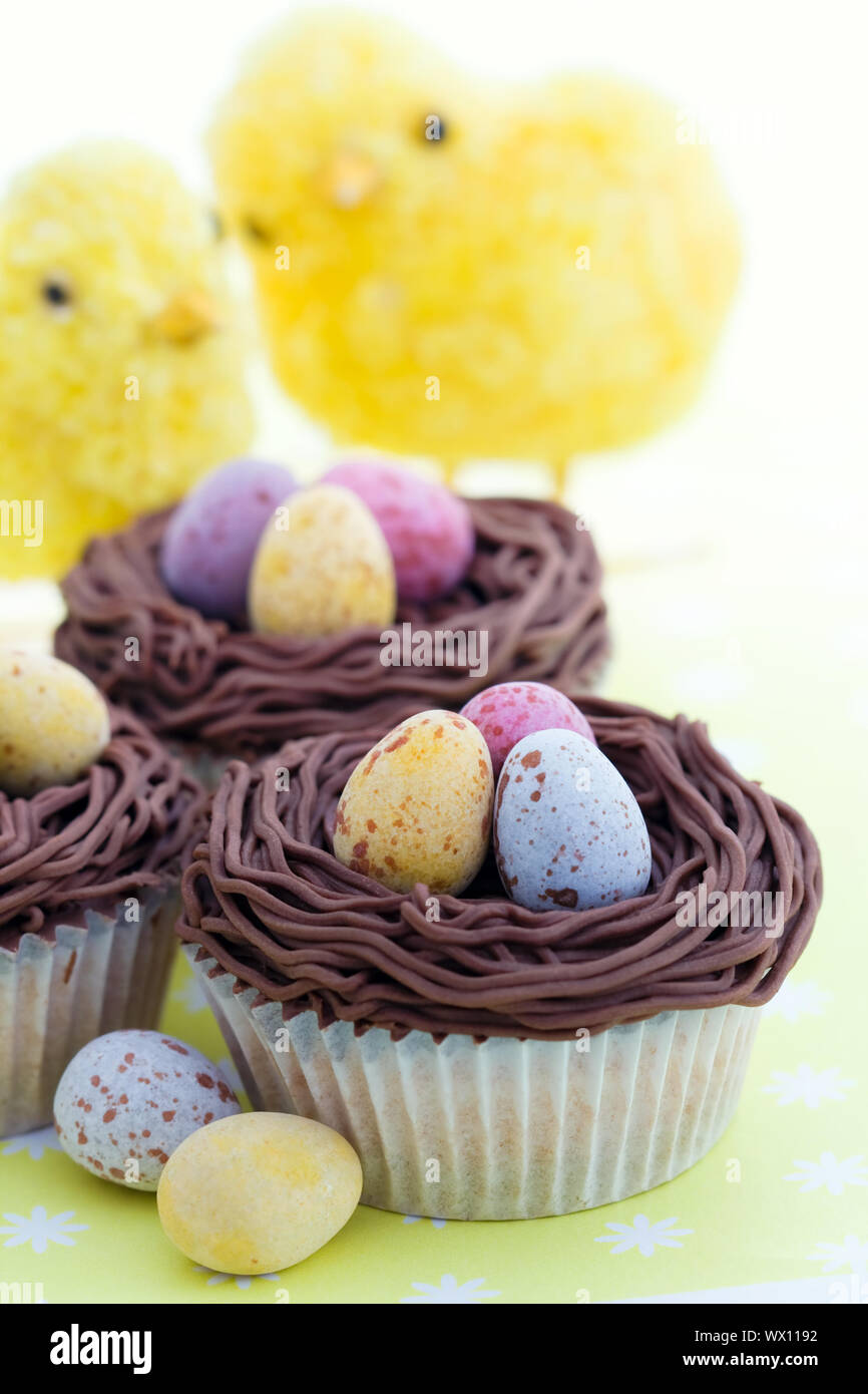 Cupcakes decorated with an Easter theme Stock Photo