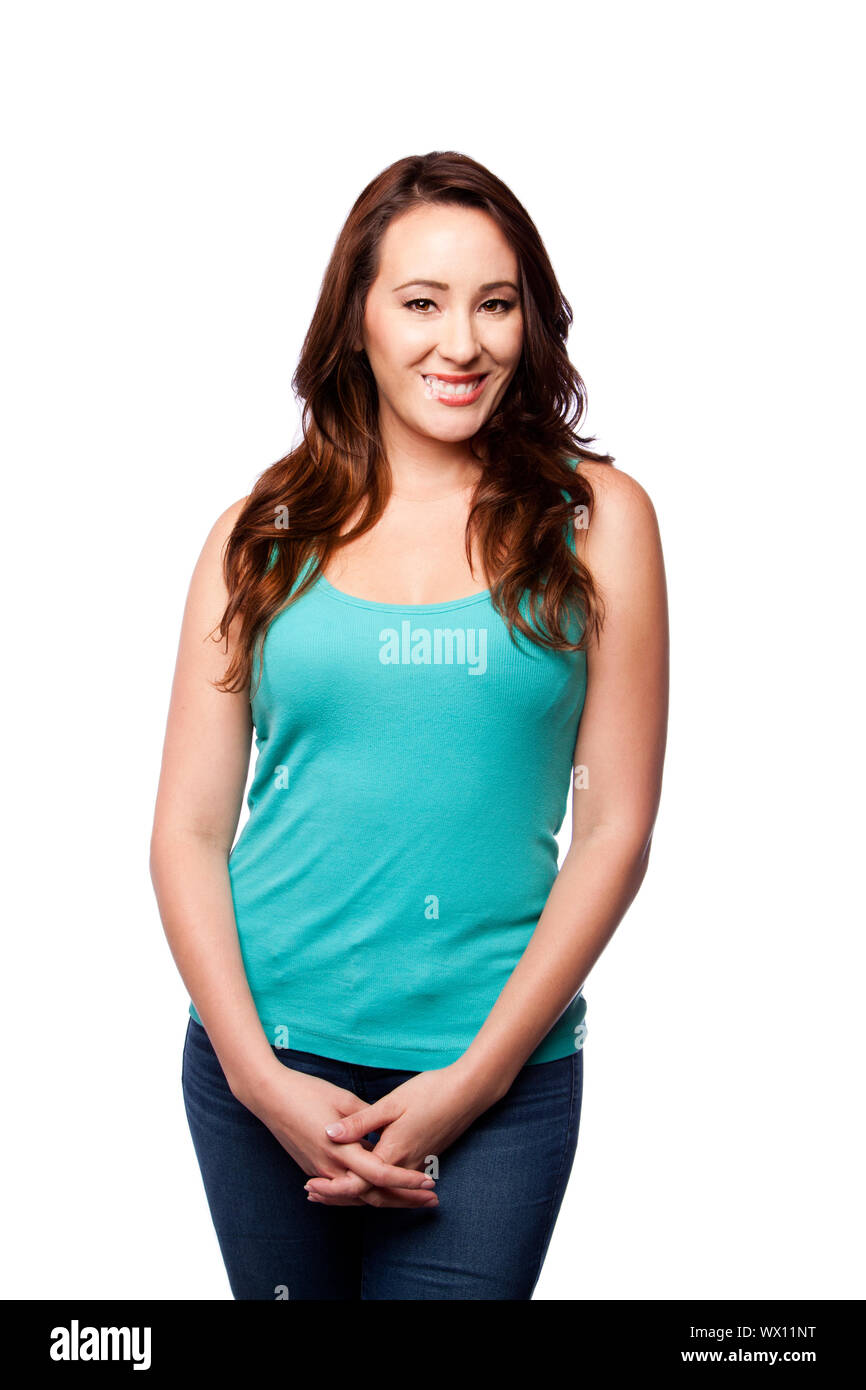 Woman wearing green tank top hi-res stock photography and images - Alamy