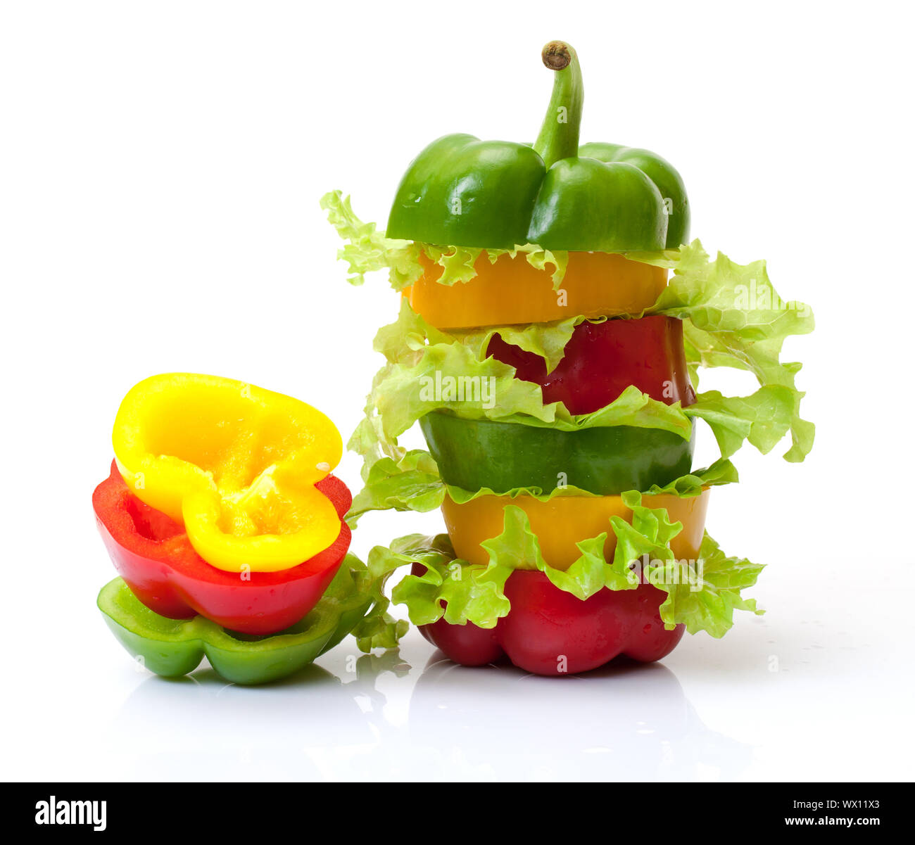 Mixed Bell Pepper with Lettuce Stock Photo