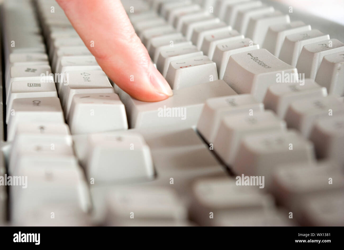 Fingers type a text on the computer keyboard Stock Photo