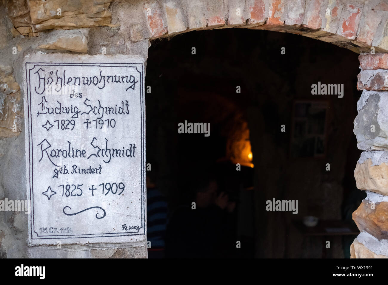 Cave apartments in Langenstein Harz Stock Photo