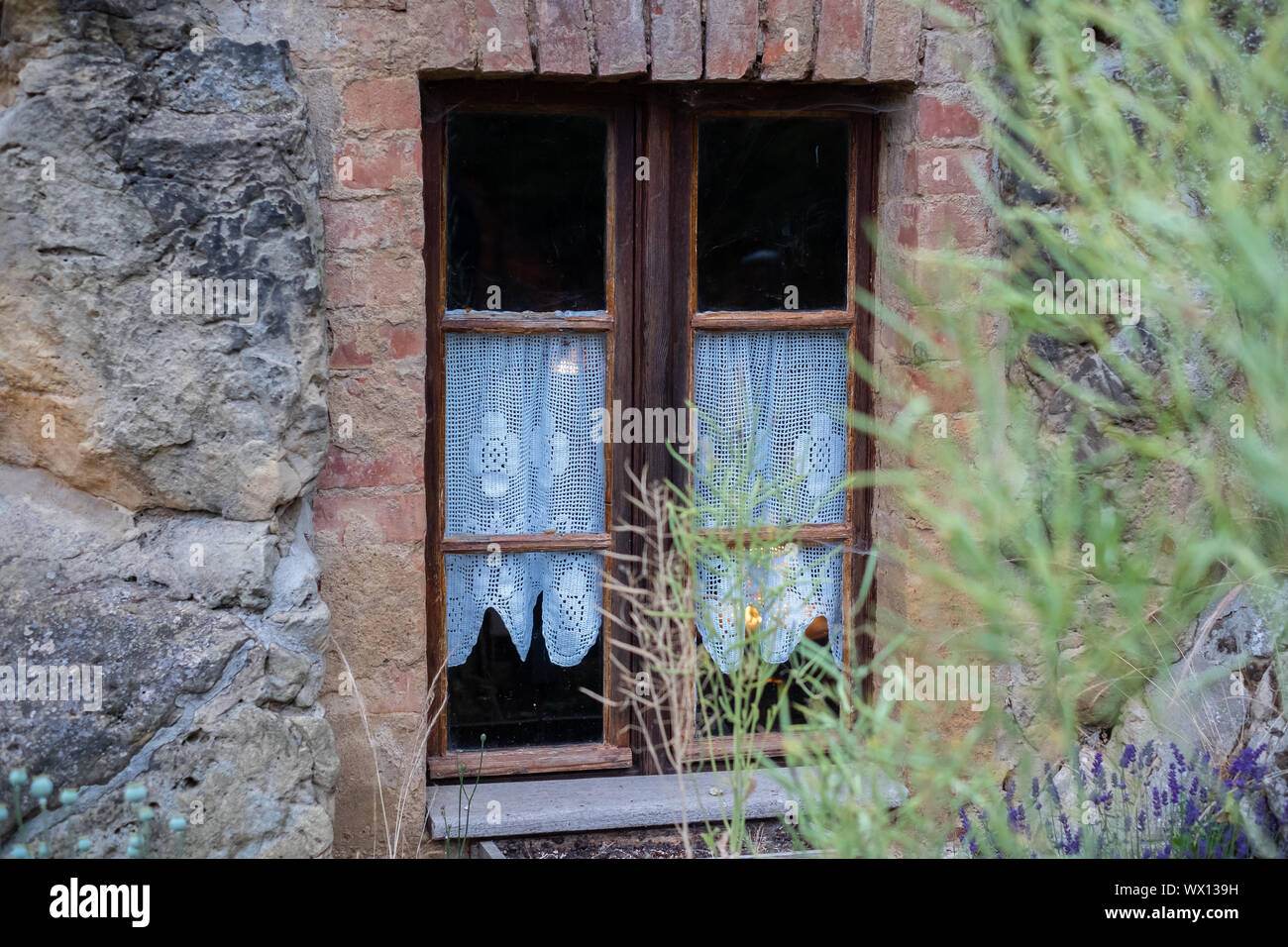 Cave apartments in Langenstein Harz Stock Photo