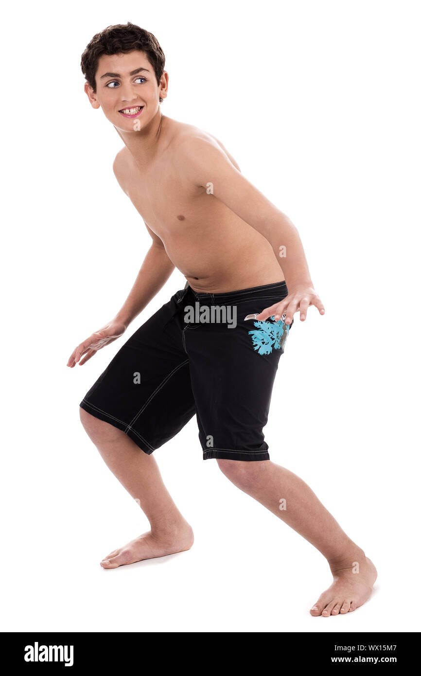 Teen male shorts standing Cut Out Stock Images & Pictures - Alamy