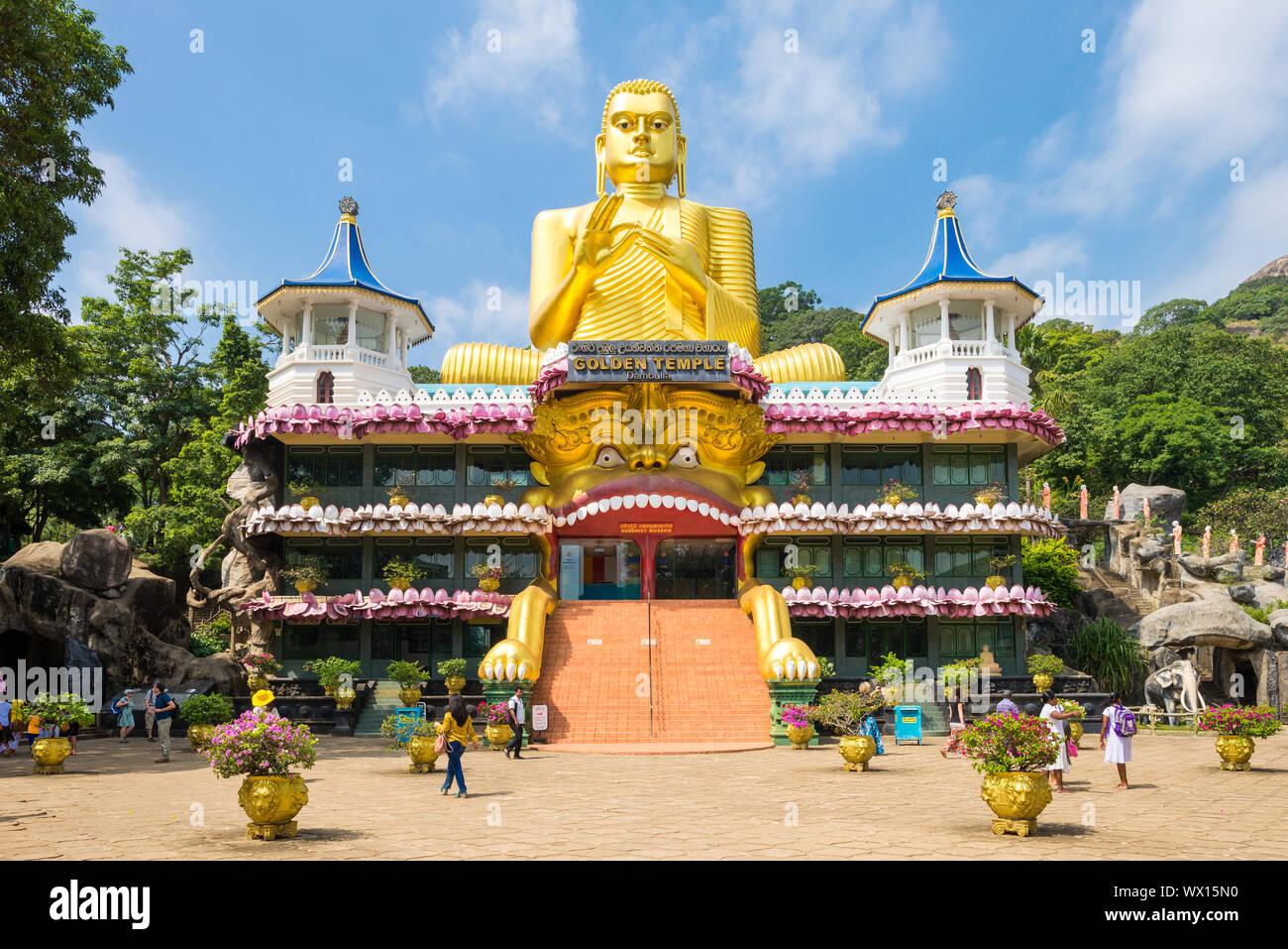 Dambulla is a major attraction with the best preserved cave temple complex of Sri Lanka Stock Photo