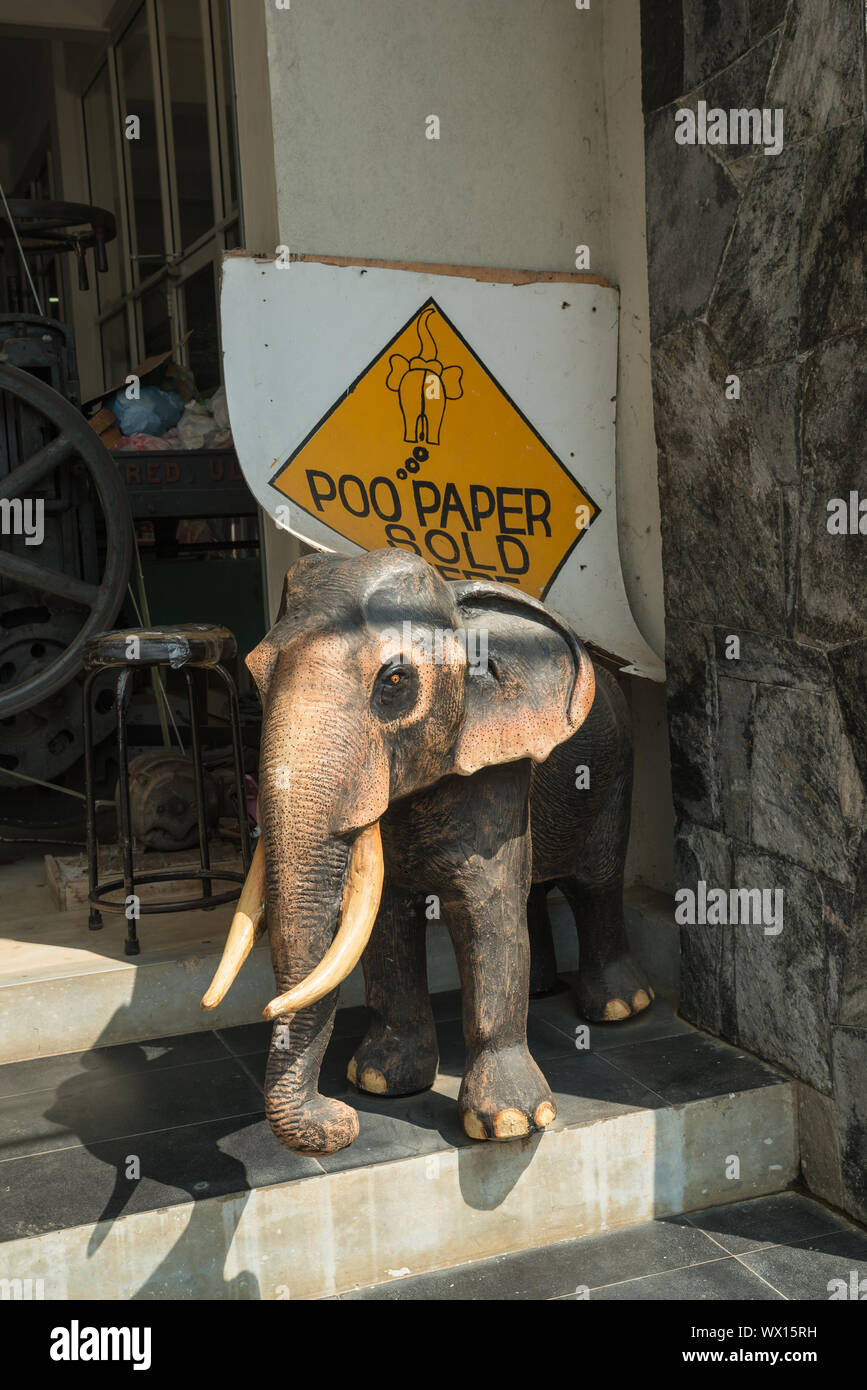Souvenir shop selling paper made of elephant dung in Pinnawala, Kegalle