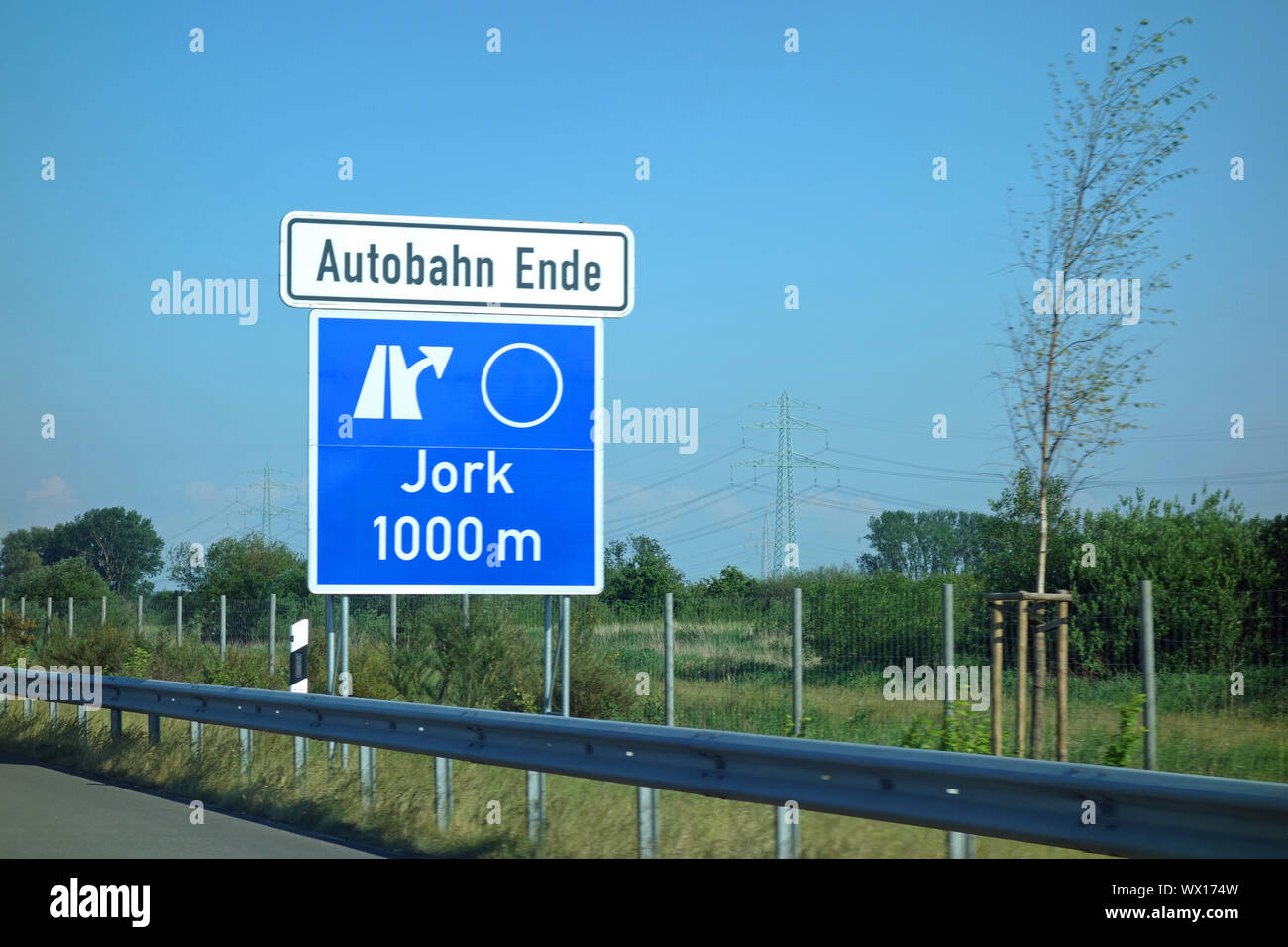 Motorway Exit Jork Sign Stock Photo