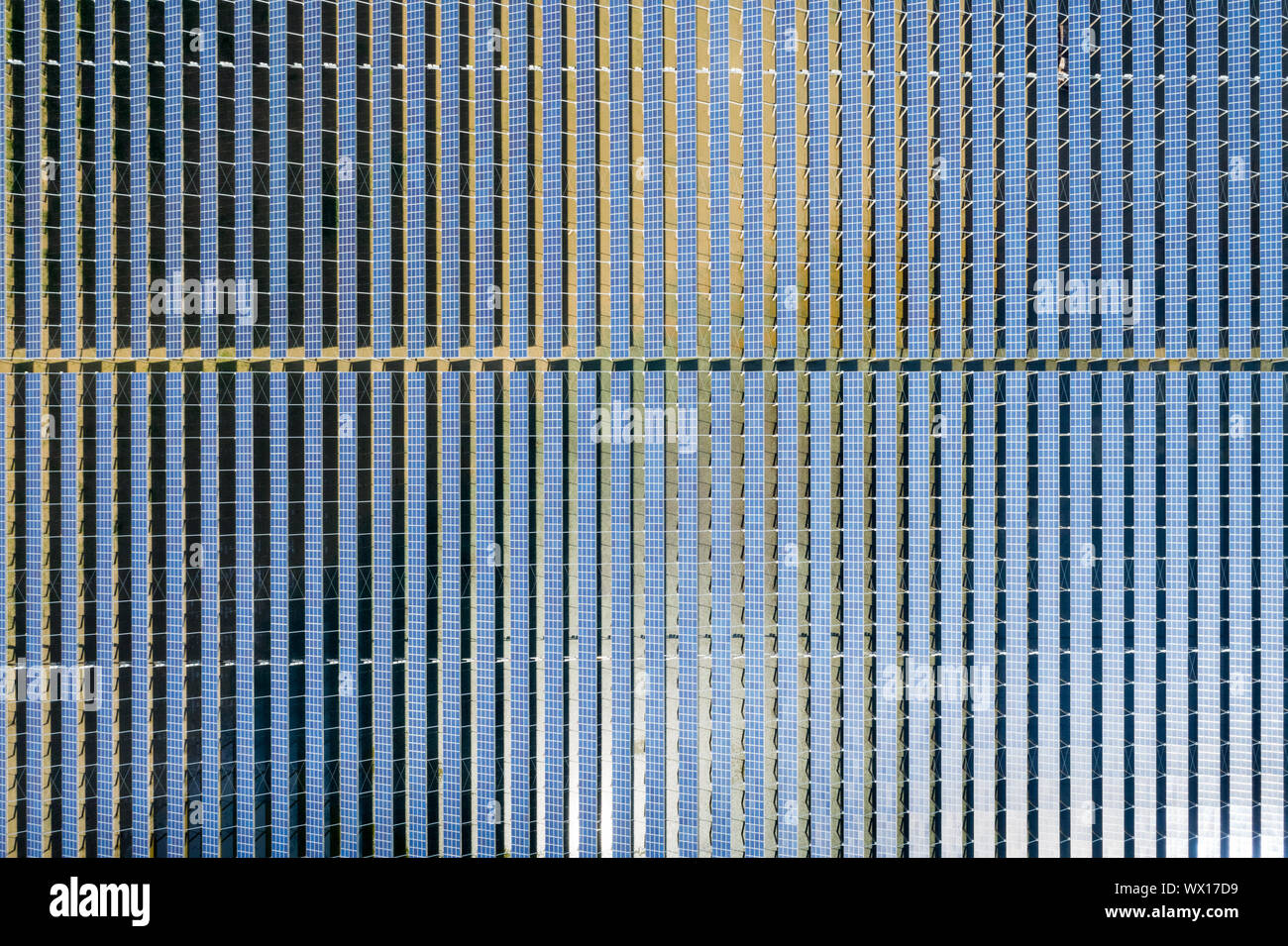 neatly arranged solar panels Stock Photo