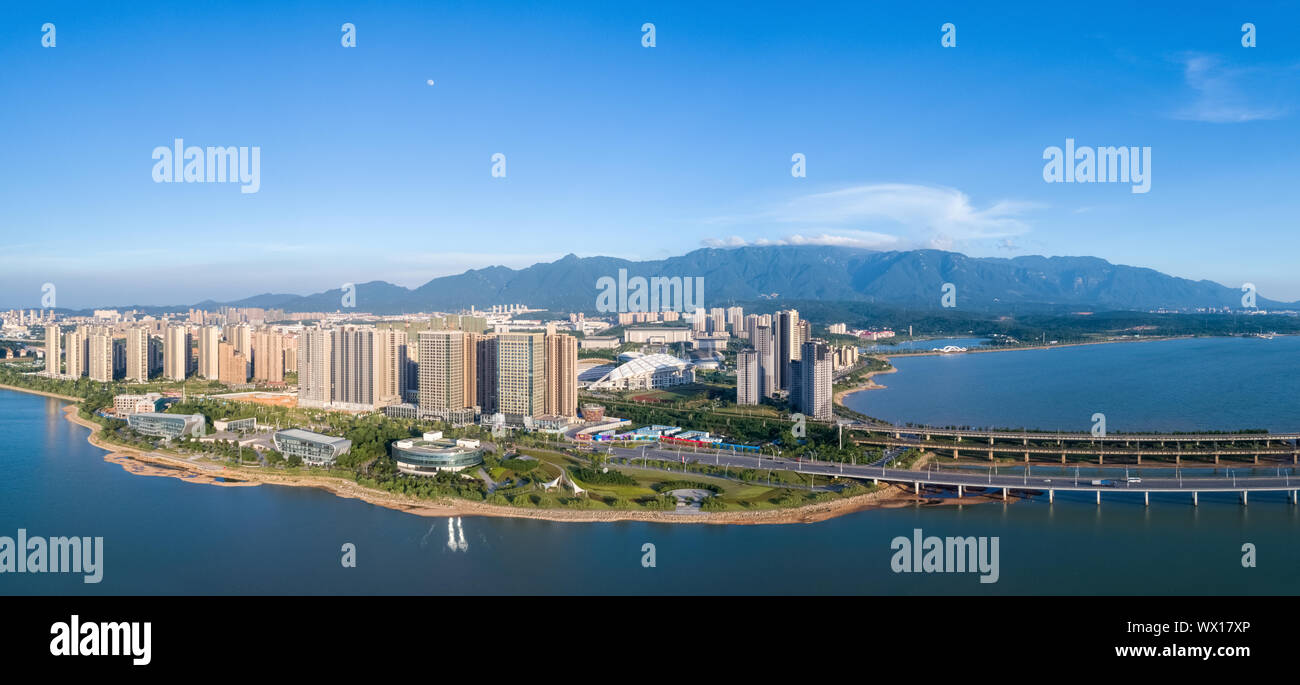 beautiful jiujiang cityscape and lushan mountain Stock Photo