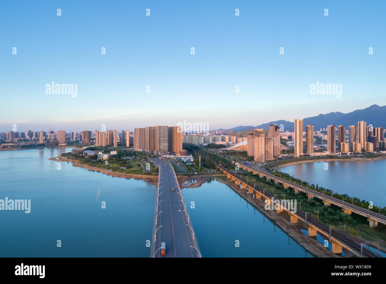 jiujiang cityscape at dusk Stock Photo